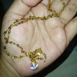 Kalung Titanium Wanita Anti Karat Model liontin Permata Satu Rantai Kalung Pecah Kopi 990