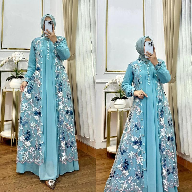 Viral / Gamis Brukat Kondangan Terlaris / ELZINA MAXY Dress Mewah Pesta 2