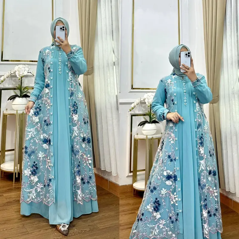 Viral / Gamis Brukat Kondangan Terlaris / ELZINA MAXY Dress Mewah Pesta 1