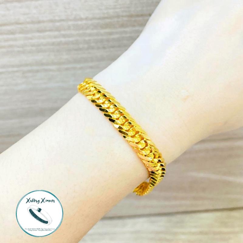 Lắc Tay Khoen Lật Đặc 5 Chỉ Đồng Hội Mạ Vàng Kiểu 24k Có Kí Hiệu 9999 Mang Hàng Ngày Không Phai Trắng.