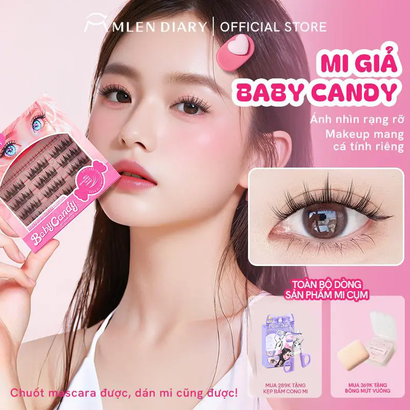 Mlen Diary - Mi Chân Mèo Baby Candy , Mi Hoạt Hình, Mi Cụm Dễ Dùng, Tái Sử Dụng Nhiều Lần Trang Điểm
