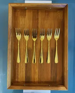 [6 pcs] Garpu Cake / Buah Emas Tebal GEMINI Hotel Stainless Steel Gold Cake Fork (PLIN/GOLD-CF)