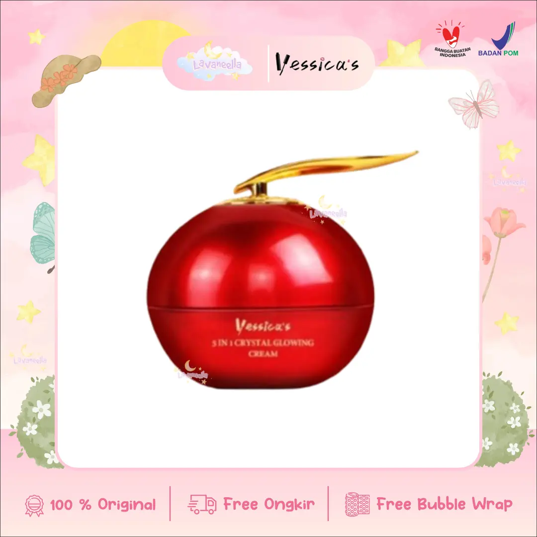 YESSICA 5IN1 Crystal Glow Cream Yessica Cream Apel 50gr | Menghilangkan Keriput Pemutih / Pencerah / Pelembap & Pengencang