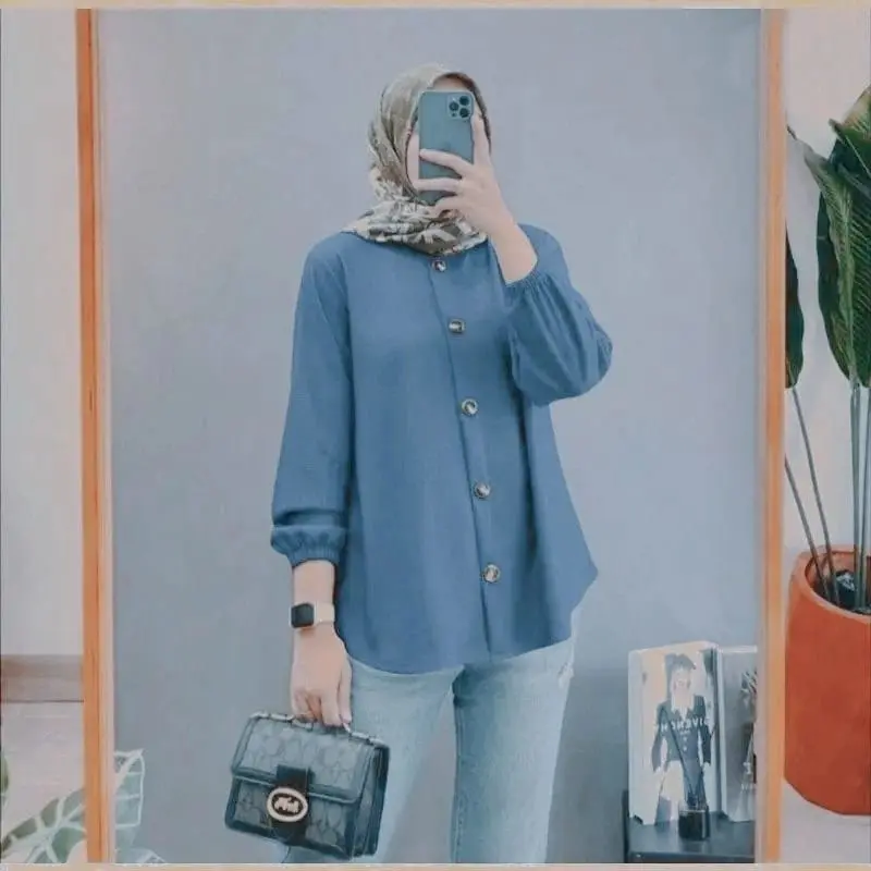 Baju Atasan kemeja Crinkle Airflow - atasan wanita jumbo ful kancing 3