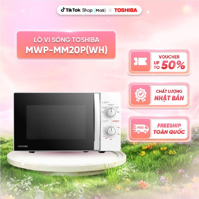 Lò vi sóng Toshiba MWP-MM20P(WH) - Dung tích 20 lít, 5 mức công suất, Kết hợp chống thấm 3 lớp, Kháng khuẩn bên trong lò - Hàng chính hãng bảo hành 12 tháng, chất lượng Nhật Bản