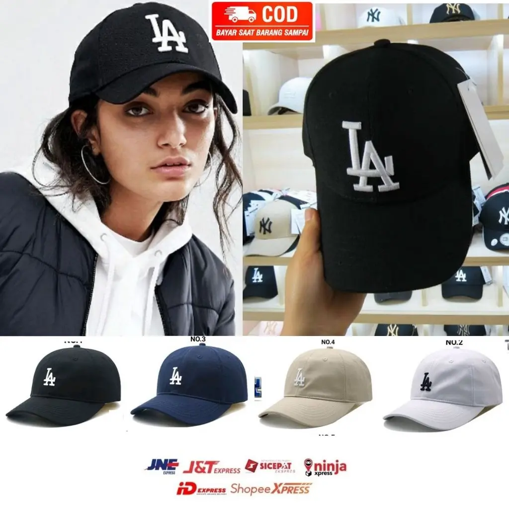 Topi LA Los Angeles mantap/Terbaru Topi Baseball Distro Topi Bordir LA Los Angeles Tengah Hip Hop Korea Berkualitas / topi terbaru 2021 real pict