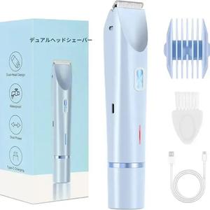 女性用2 in 1電動ムダ毛除去ツール、デュアルヘッド電動カミソリ、ボディ＆フェイシャルシェーバー、防水仕様でウェット/ドライ使用可能トリマー