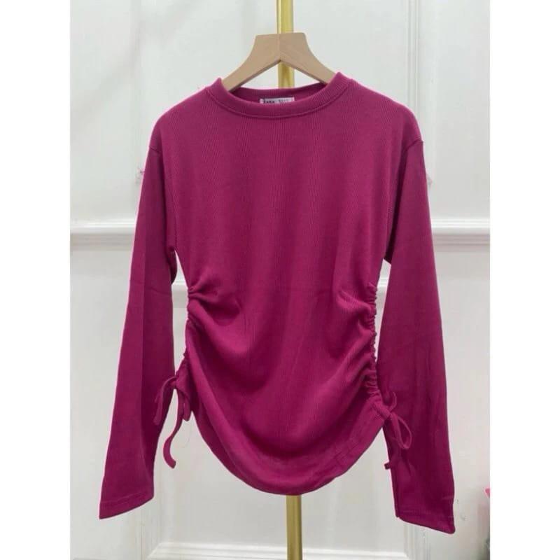 BLOUSE SERUT KNIT MODEL TERBARU /ATASAN SERUT Rib kemeja bona Panjang Wanita Nyaman viral