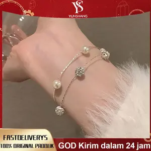 Gelang  Gelang Perempuan dari Titanium, Mutiara, dan Zirkonia Anti Karat Gelang Titanium Asli 100% Anti Pudar