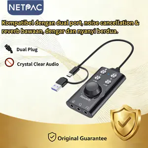 NETPAC External USB Sound Card with Volume Control, ABS, Portable Audio Adapter, No Driver Required, Computer Voice Changer