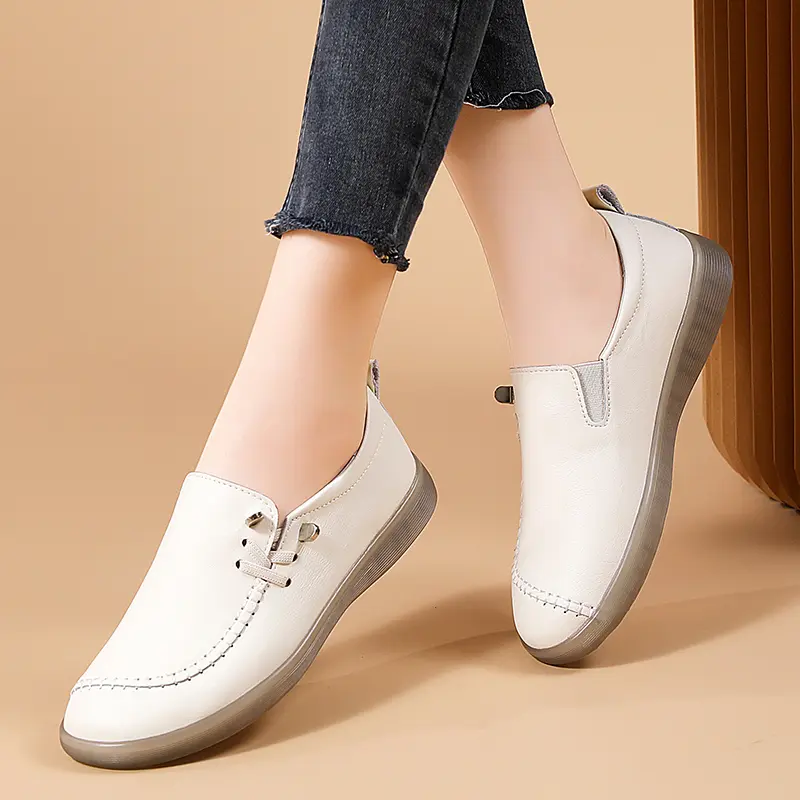 Giày Da Đế Bằng Nhỏ Cho Tất Cả Các Mùa, Phong Cách Hàn Quốc Mới, Nhẹ, Cho Mùa Thu Shoes Nữ