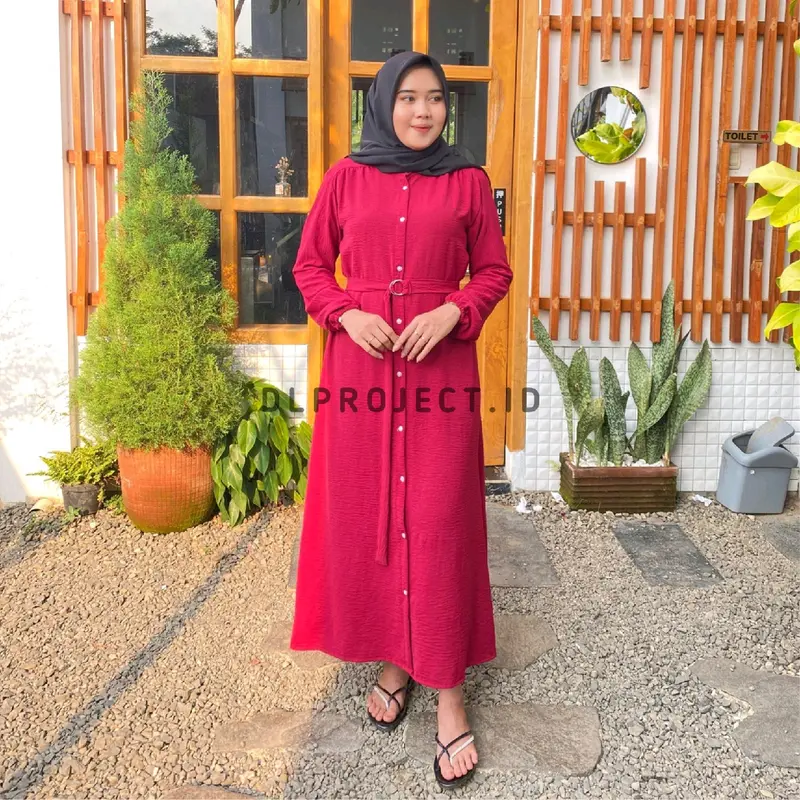 LOCCA DRESS GAMIS FULL KANCING CRINKEL AIRFLOW LD 110 | GAMIS POLOS CRINKEL | GAMIS MUSLIMAH TERBARU REMAJA | GAMIS HIJABERS WANITA | GAMIS POLOS KEKINIAN | GAMIS TERBARU REMAJA Polos Crinkle Panjang Nyaman Muslim Ibu Dewasa Cantik Menyusui 3