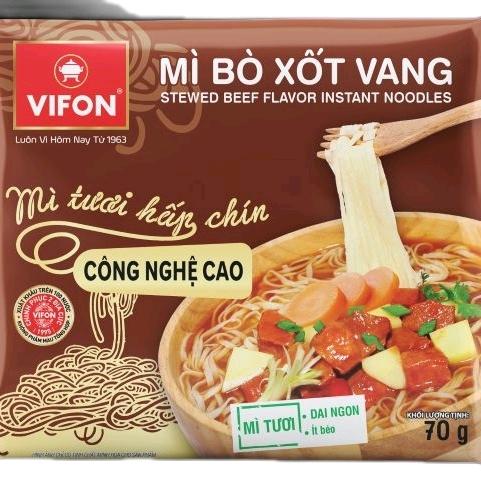 VIFON Mì Bò Xốt Vang - Mì Tươi Hấp Chín Công Nghệ Cao 70g - Hương Vị Bò Ngon &…