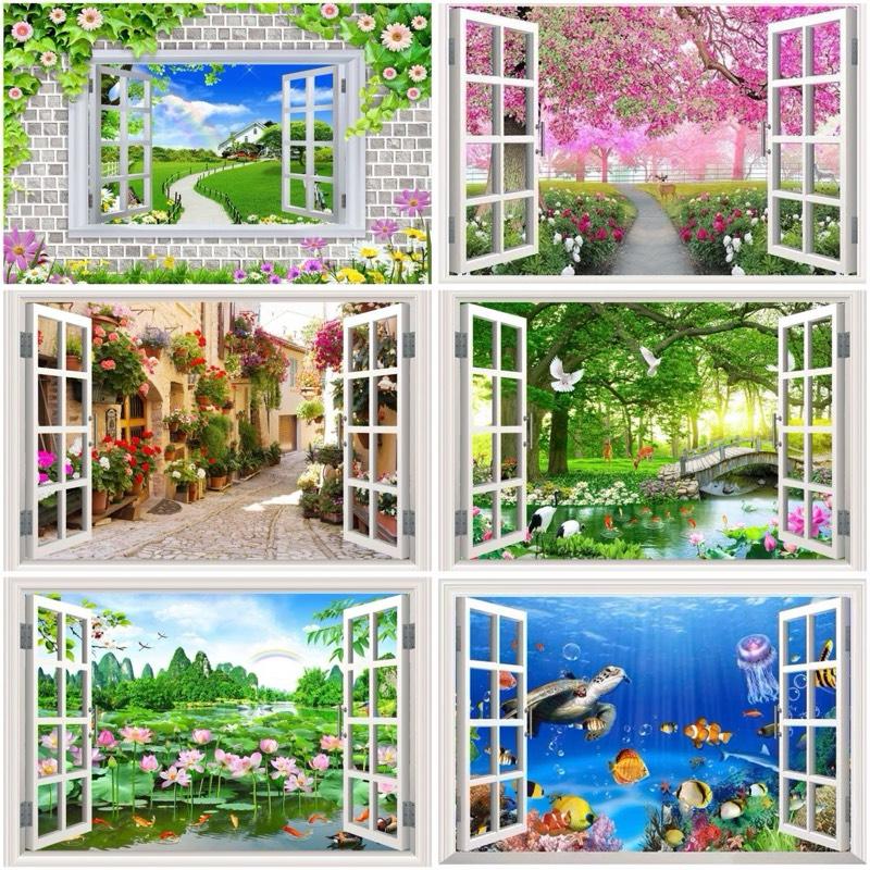  Tranh dán tường cửa sổ nhiều mẫu đẹp. 