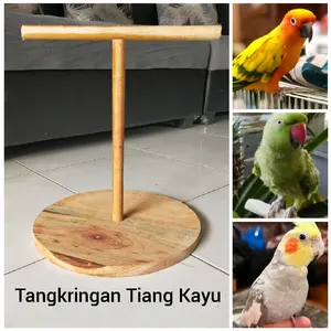 Tangkringan Kayu Dengan Alas Bulat Untuk Burung Small Parrot