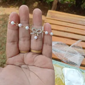 U2SWEET - Gelang Pita Kupu Mutiara Berlian Liontin Wanita Fashion Korea Titanium Aksesoris Anti Karat