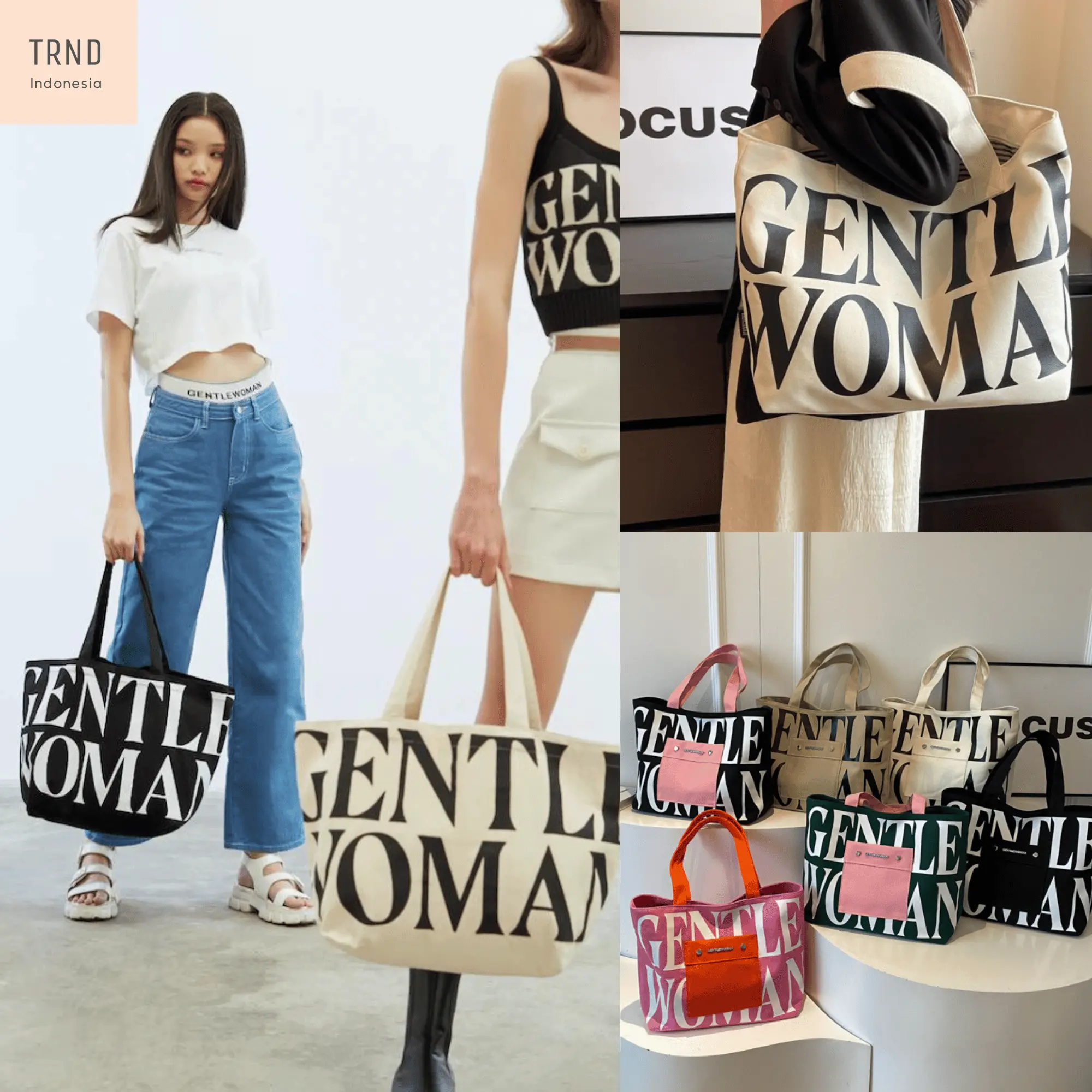 Tas Gentle Woman Tote Bag - Tas Wanita Kanvas Selempang Import GW Bangkok BKK Tas Bahu TB013