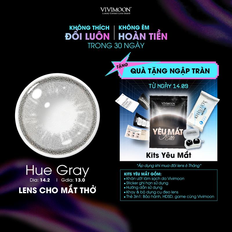 [Tặng khay đựng] Kính áp tròng Vivimoon Lens cận màu xám sáng tự nhiên cho mắt thở Huế Gray vân tia giãn đi chơi, đi làm cho nam Nữ Vivimoon (giá 01 dôi)