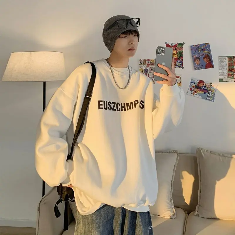 S - XXXXXXL (6XL) Sweater Fleece Pria Wanita SIMPLE Words Bigsize Crewneck Oversize Korean Style Sweatshirt EUSZCHMPAS oblong hip hop Jaket Big Size