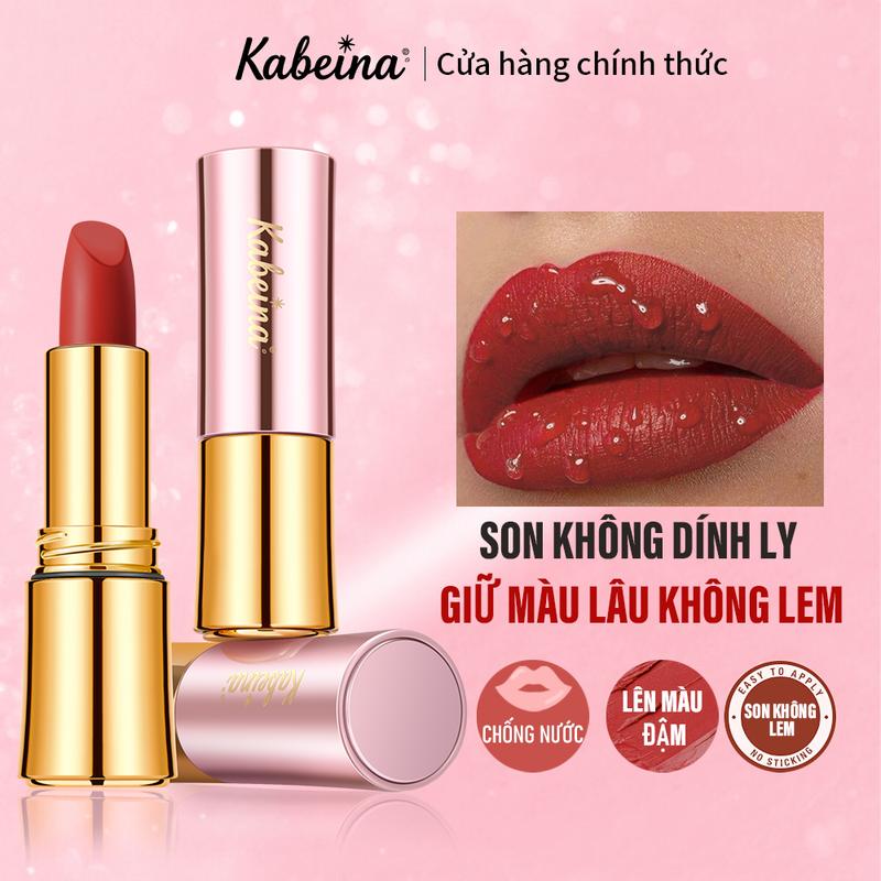 Son thỏi lì Kabeina chất son mịn lì lâu trôi không lem không để lại viền son trên cốc lên màu chuẩn dành cho phái đẹp