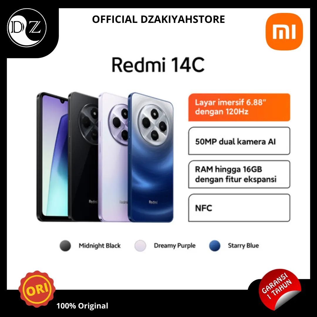 [DZAKIYAH SALE] XIAOMI REDMI 14C 6/128GB 8/256GB NEW RESMI INDO