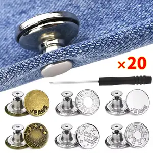 20pcs/set jeans button kancing jeans logam Dapat dilepas dan digunakan kembali kancing celana jeans
