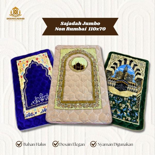 Sajadah Jumbo Tebal Tanpa Rumbai 70x110cm|Antislip dan Busa Premium|Satuan|Grosir|Kodi Termurah dan Terlengkap Muslim Motif Nyaman 0
