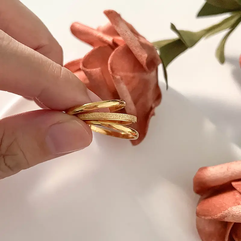 Nhẫn Cặp Đôi Siêu Mỏng Cho Nữ, Thép Titan, Lớp Phủ Kim Loại, Mờ, Phụ Kiện Thời Trang Hàng Ngày 3