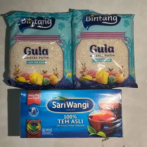 Paket gula bintang 220gram isi 2bks + 1 bks teh celup sariwangi
