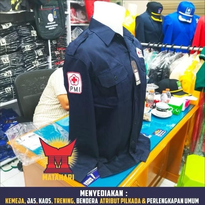 KEMEJA PDH PMI PMR KEMEJA MERAH Kerah Panjang Atasan Pria Wanita Cowok Baju