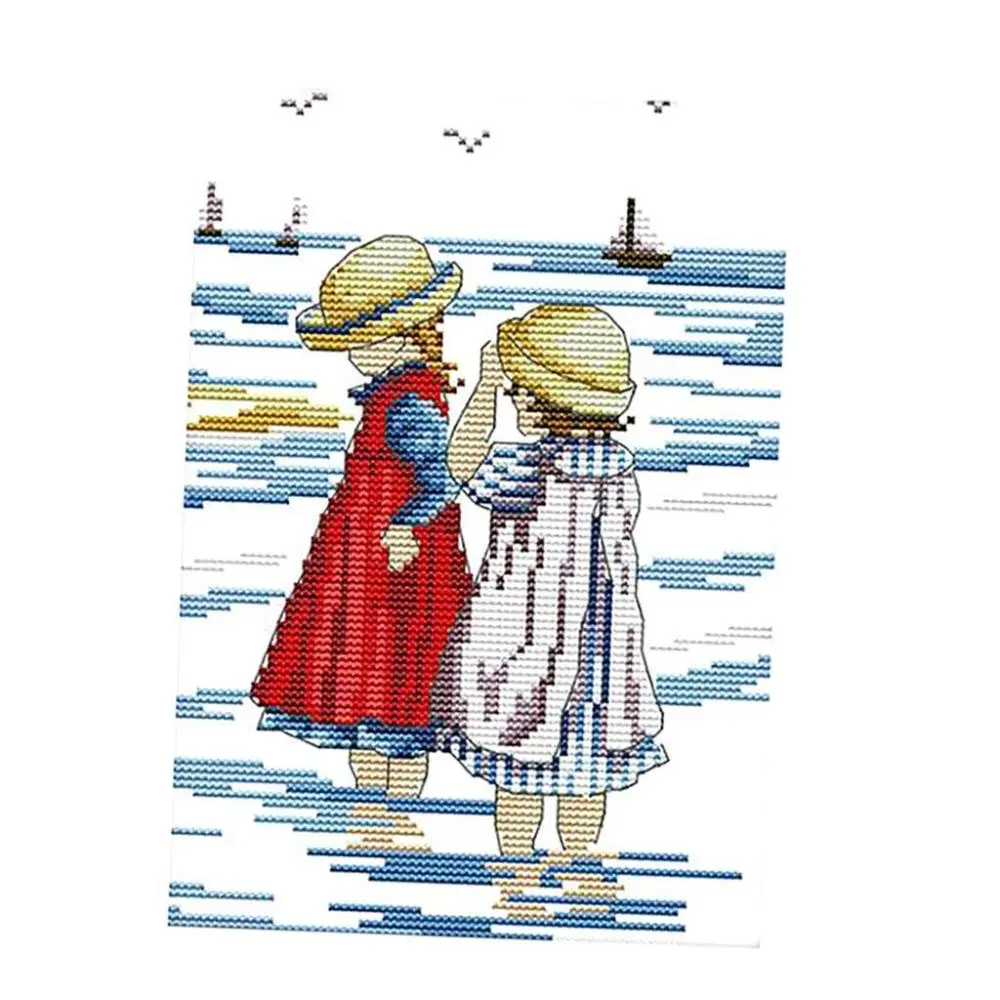 Sisters Stamped stitch set for Beginner11CT 14CT Counted