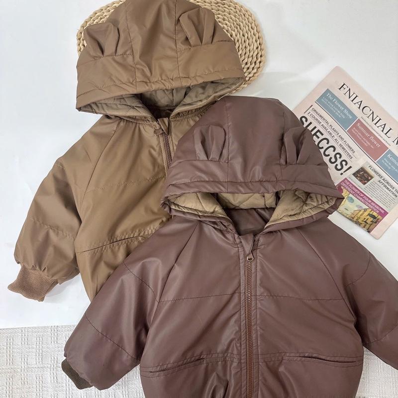 [BeHan] Áo khoác giả da trần bông phối mũ cho bé trai 8-21kg - A25B109