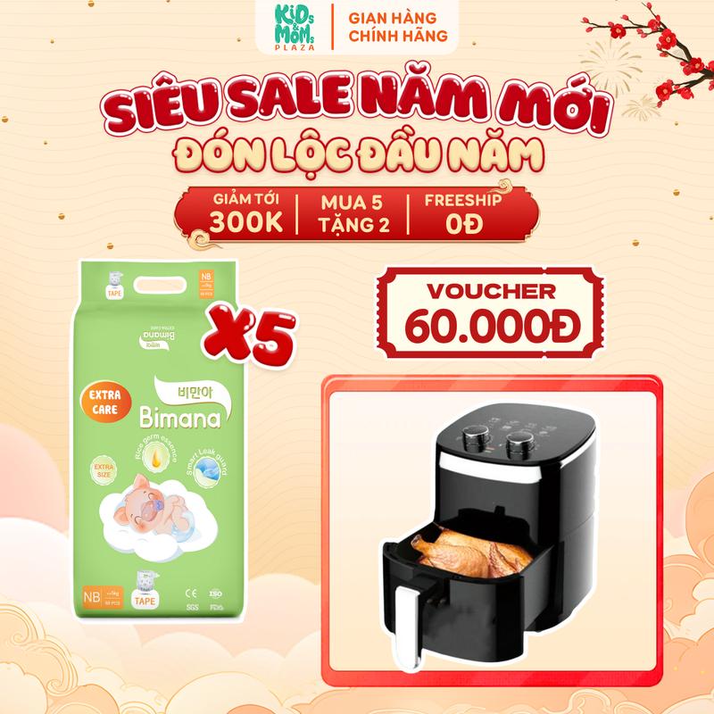   5E   TẶNG NỒI CHIÊN KHÔNG DẦU CAMEL 15L  COMBO 5 BỊCH tã bỉm Bimana Extra Care mỏng thoáng thấm nhanh tiết kiệm đủ size cho bé 