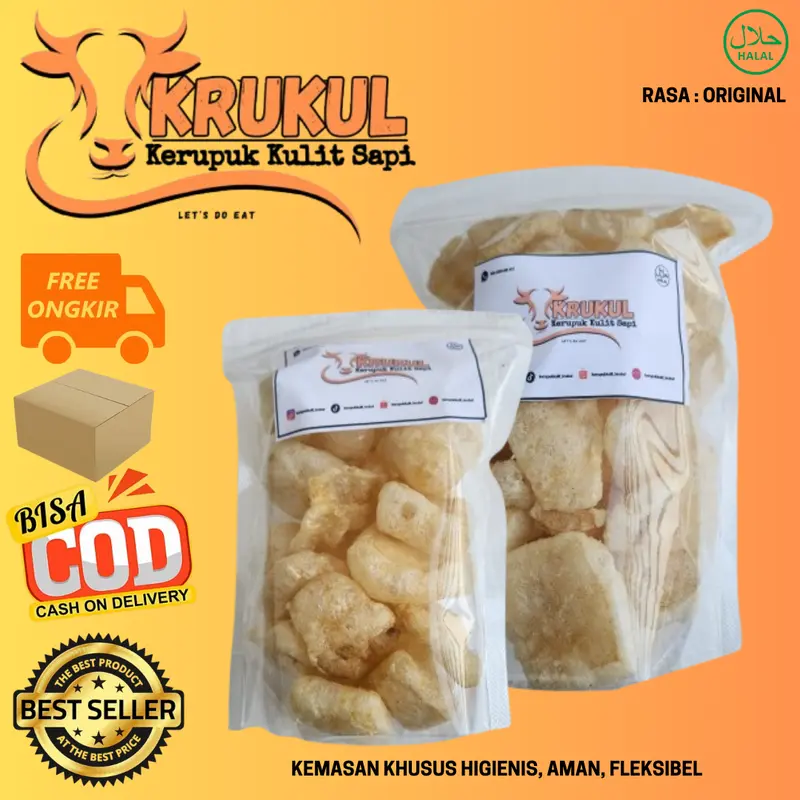 Kerupuk Kulit Original (45gr / 80gr / 150gr / 200gr) | Cemilan Viral | Snack Ringan Asin Camilan Sapi Pedas Crispy Food 2