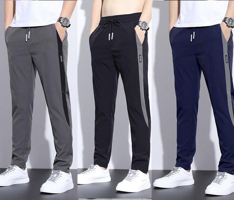 Quần dài nam phối màu vải poly cao cấp Loại Đẹp dáng suông cạp chun dây rút co dãn thoải mái.