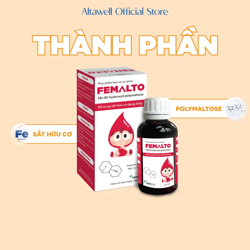 Sắt Hữu Cơ Novocare Femalto Cho Bé Hàm Lượng Cao, Dạng Nhỏ Giọt, Không Tanh, Không Táo Bón 3