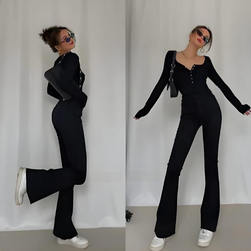 Celana Panjang Highwaist Cutbay Jeans Wanita Slimfit - Hitam, Cutbray, Nyaman Celana Panjang Highwaist Cutbay Jeans Wanita Slimfit - Hitam, Cutbray, Nyaman