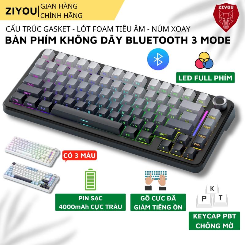 Bàn Phím Cơ Không Dây Gaming Ziyou FreeWolf F75 Ultra - LED RGB 16 Triệu Màu Hot-Swap Bluetooth 2.4G Type-C Pin 4000mAh