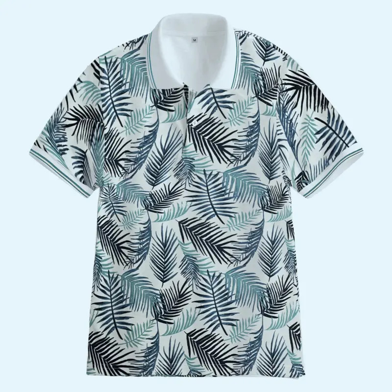 C&C Fashionable - Kaos Polo Shirt Wanita Motif Daun | Baju Kerah Atasan Dewasa Distro Lengan Pendek 0