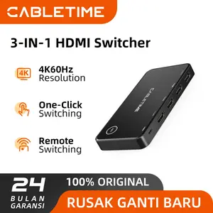 HDMI Switcher 3 In 1 Out 4K CABLETIME Premium Series