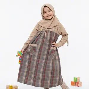 Gamis Anak - Anak Katun yarn dyed Dress Wanita Muslim
