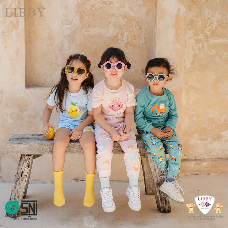 LIBBY Setelan Bayi & Anak Panjang Celana Panjang Cotton Rib Girl Anak Perempuan 0-5 Tahun (1 Stel) - Oblong Cotton Tipis | Giggles Groove | Safari & Surf 7