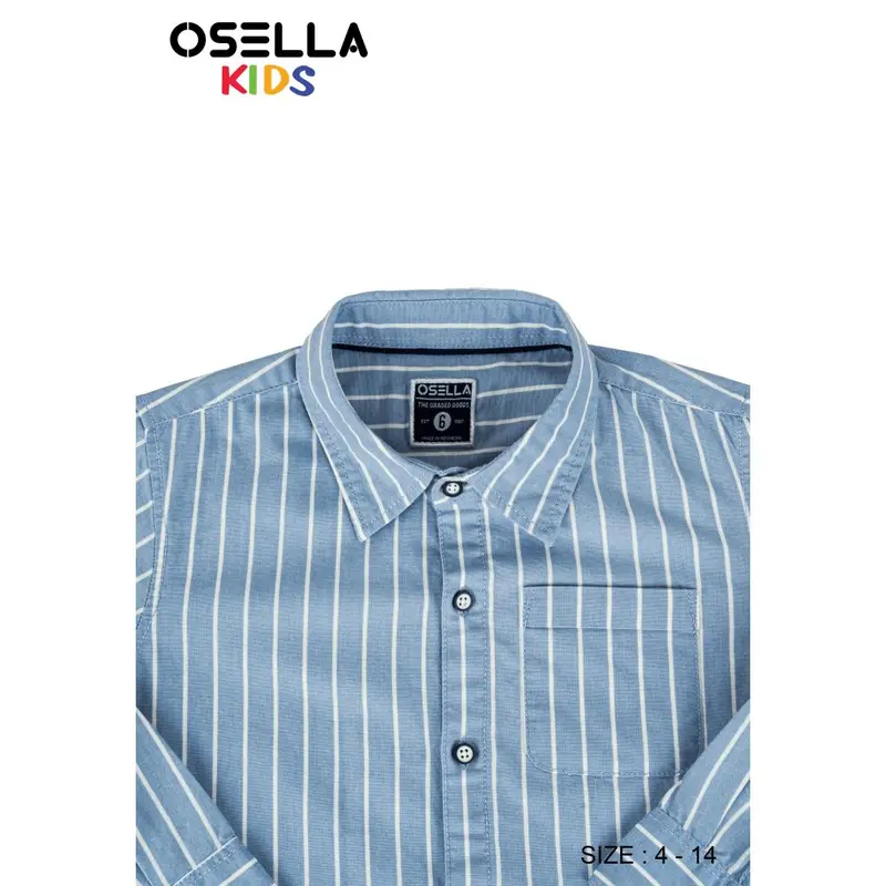 [NEW] Osella Kids Regular Long Sleeves Stripe Shirt In Light Blue And White 2237400161 | Kemeja Lengan Panjang Anak Laki-Laki 2
