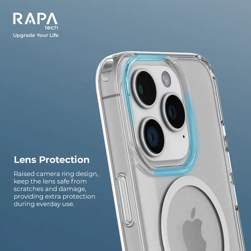 RAPAtech Hybrid MagSafe Clear Case and Leather Case iPhone 13 14 15 16 series Case Crystal 2 in 1 with Premium Tempered Glass casing iphone Protector Layar Ponsel x J 8