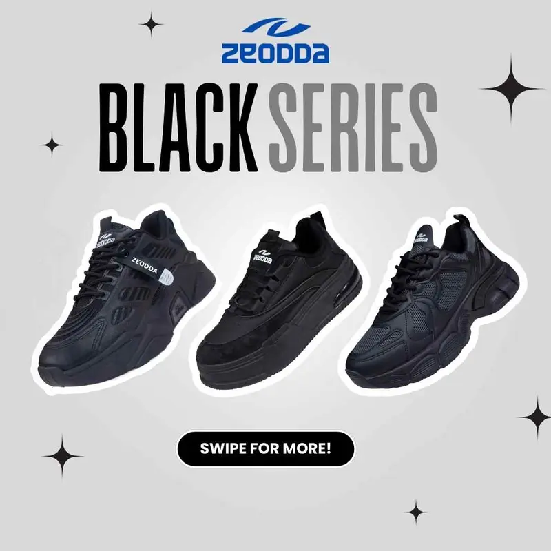 Zeodda Spesial Sneakers Black Series Trendy Sporty Cas Shoes ual Karet  Olahraga Casual Wanita Hyunna Flat Black 36