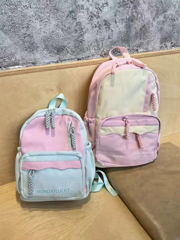 【Ready】Tas sekolah kecil Macaron, segar dan serbaguna, ransel kecil warna kontras, ransel tamasya sekolah Backpack Wanita 3