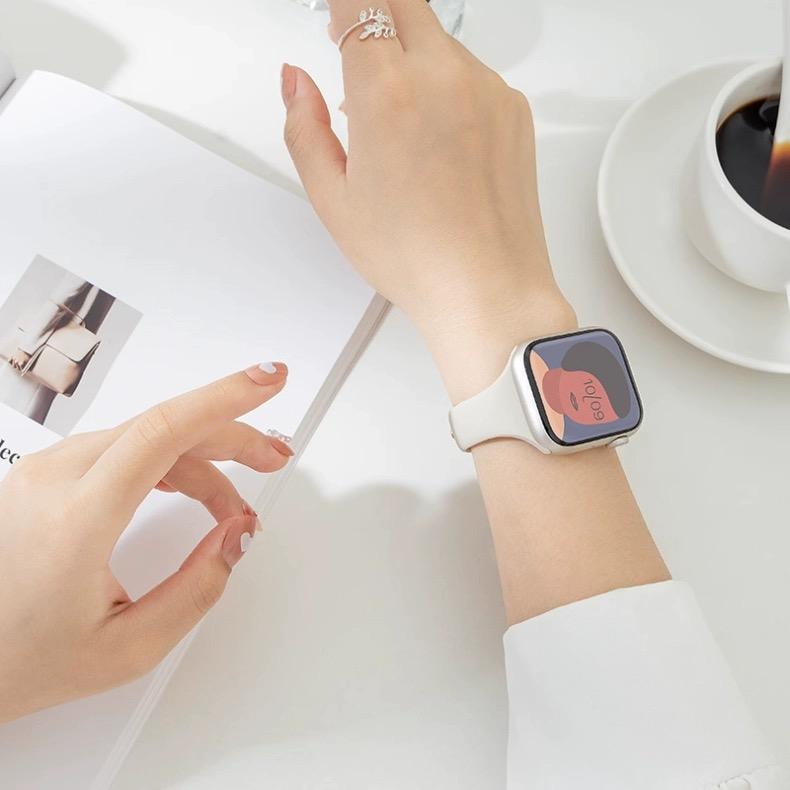 Product Introduction of สายซิลิโคน สายนาฬิกาอัจฉริยะ ข้อมือเล็ก, for iwatch 44mm, 40mm, 45mm, 41mm, Ultra 49mm, 42mm, 38mm, 44mm, 45mm, iWatch Series 7, 8, se, 3, 4, 5, 6 apple watch series 9 7