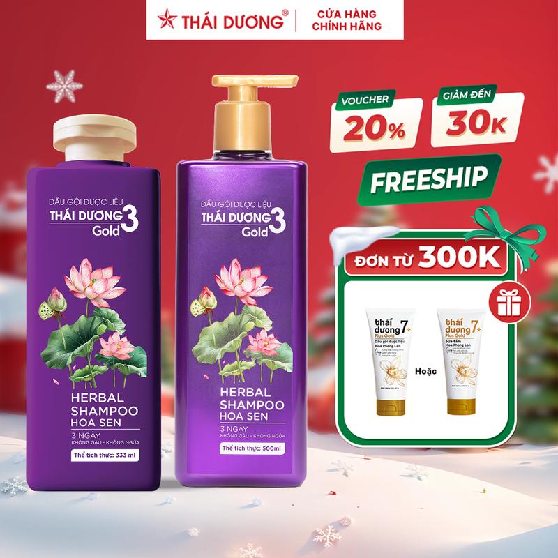 Live Dầu Gội Dược Liệu Thái Dương 3 Gold Chai 500ml Hoa Sen - Sao Thái Dương Gội Đầu