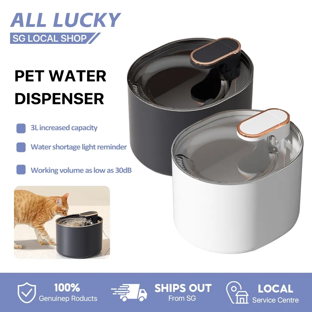 【SG STOCK】Pet Automatic Water Feeder Fountain Water Dispenser Automatic Bowl for Cat and Dogs with Filter 3L