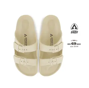 Aerostreet 36-44 Conifer Krem - Sandal Sendal Selop Slip On Casual Pria Wanita Aero Street ABBAA